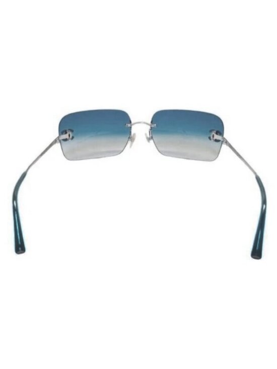 Chanel Vintage Sunglasses Rhinestone Crystal CC Logo Rimless Gradient Blue main image 8